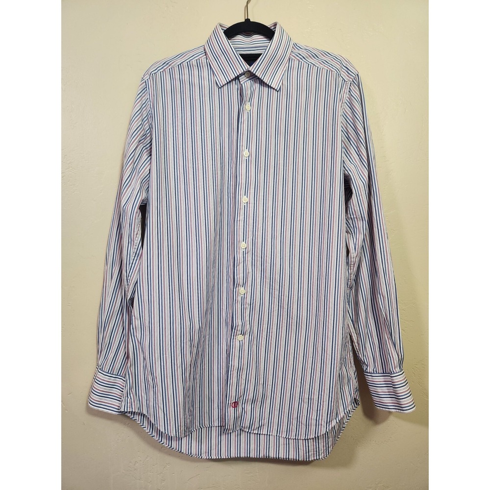 David Donahue Trim Dress‎ Shirt Long Sleeve Mens Size 16 34/35